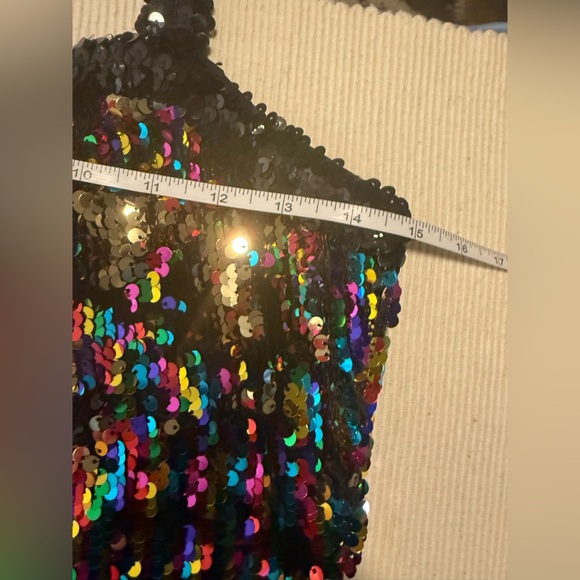 Glamour Costumes Dance Black and Blue Sequin Halter  One Piece - Picture 6 of 7